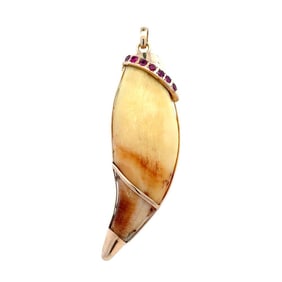 14k Gold Tiger's Claw Pendant with Rubies