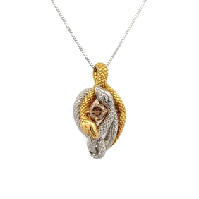 Platinum & 18k Snake Pendant w/ Coffee Diamond