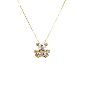 18k Italian Gold Diamond Bear Pendant Necklace