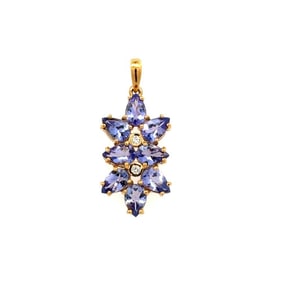 18k Gold Tanzanite Diamond Flower Pendant
