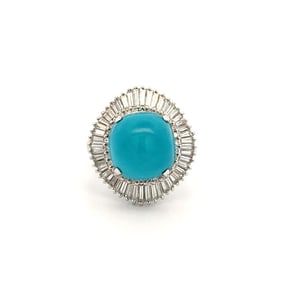 Platinum Turquoise Diamond Ring