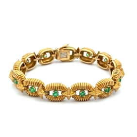 Tiffany 18k Gold Emerald Fluted Bracelet