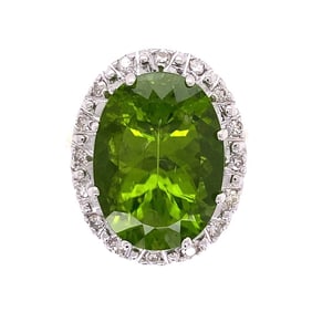14k Gold Peridot Diamond Ring