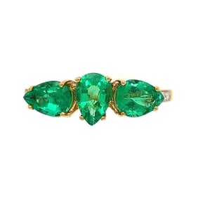 18k Gold Ethiopian Emerald Diamond Ring