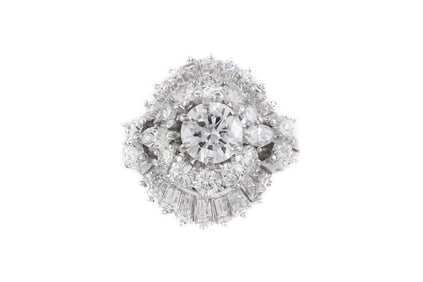 Vintage 14K White Gold 1950s 4.70ct Diamond Ring
