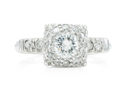 Vintage 1950s Platinum Diamond Engagement Ring