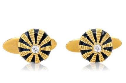 Tiffany Schlumberger Rayburst Enamel 18K Yellow Gold
