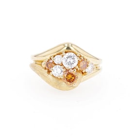 Henry Dunay 18k Gold Sabi Diamond Cluster Ring