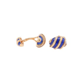 Tiffany Schlumberger 18k Gold Blue Enamel Cufflinks