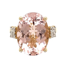 Contemporary 14k Gold Morganite Diamond Ring