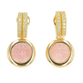 Laura Munder 18K Gold Quartz Diamond Earrings