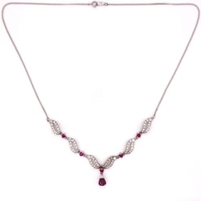 18K Gold Ruby Rubies Necklace