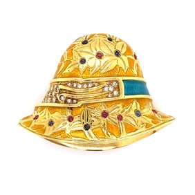 Gianni Carita 18k Gold Diamond Ruby Sapphire Brooch