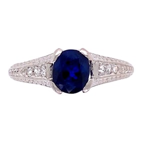 Art Deco Platinum Sapphire Diamond Ring