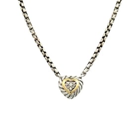 David Yurman Sterling & 18k Diamond Heart Necklace