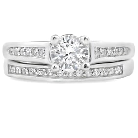 Contemporary Sterling Silver CZ Bridal Ring