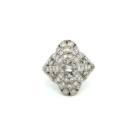 Art Deco Platinum Diamond Navette Ring