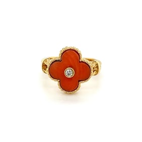 Van Cleef & Arpels 18k Gold Coral Diamond Ring