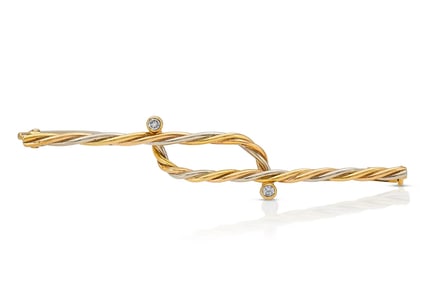 Cartier 18k Gold Two-Tone Diamond Rope Brooch