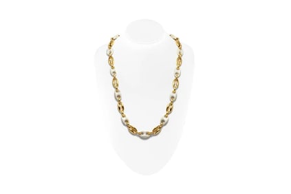 Vintage 18k Gold and Bone Coffee Bean Link Necklace