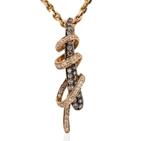 LeVian 14k Rose Gold White & Champagne Diamond Pendant