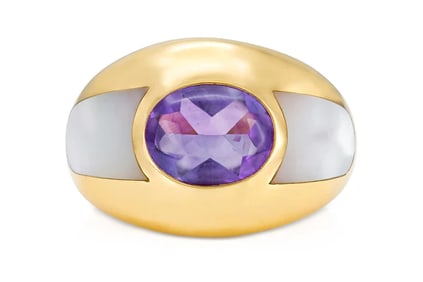 Mauboussin 18k Gold Amethyst & Mother of Pearl Ring