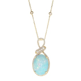 Contemporary 14k Gold Ethiopian Opal Pendant