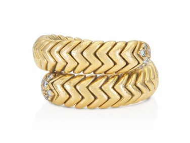 Bulgari 18k Gold Diamond Spiga Bypass Ring
