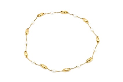 Tiffany Elsa Peretti 18k Gold Pearl Necklace