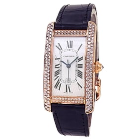 Cartier 18k Rose Gold Diamond Tank Americaine Watch