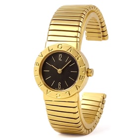 Bvlgari 18k Gold Tubogas Black Dial Ladies Watch