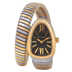 Bvlgari Serpenti Tubogas Rose Gold Steel Black Dial Watch