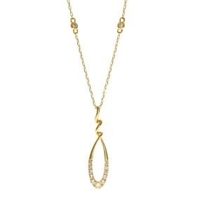 14k Gold Diamond Twist Drop Pendant