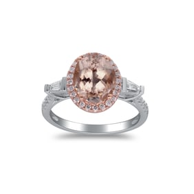 14k Two-Tone Gold Morganite Diamond Ring