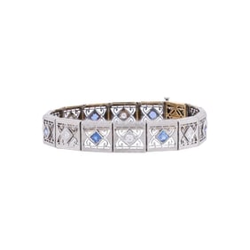 Edwardian Platinum 18k Yogo Sapphire Diamond Ring