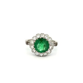 Platinum Emerald Diamond Ring