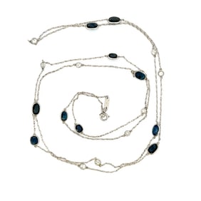 Platinum 7.94ct Sapphire Diamond Link Chain Necklace