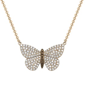 14k Gold Diamond Butterfly Necklace