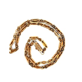 Victorian 14k Yellow Gold Engraved Link Chain