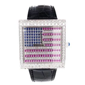 Corum 18k White Gold American Flag Diamond Watch