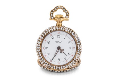 Edwardian Tiffany & Co. 18k Gold Pearl Pocket Watch