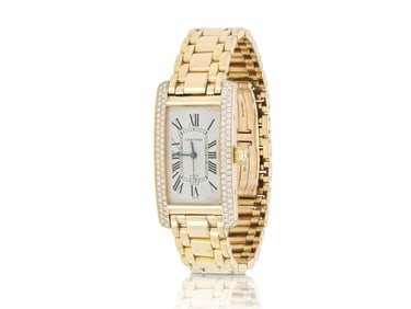 Cartier 18k Gold Diamond Tank Americaine Watch