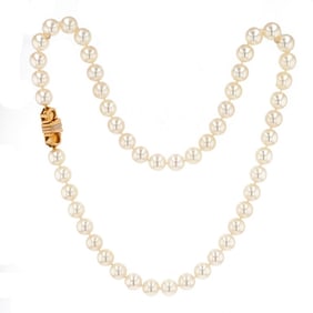 Cartier 18k Gold Akoya Pearl Necklace
