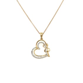 10k Gold Diamond Open Heart Pendant Necklace