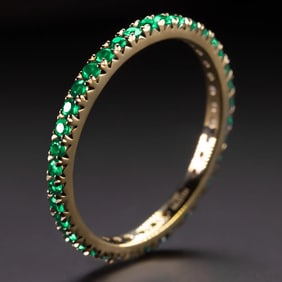 14k Gold Green Onyx Eternity Band Ring