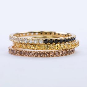 14k Gold Gemstone Eternity Ring Gift Set (3 Rings)