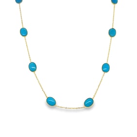 18k Yellow Gold Turquoise Coin Station Necklace