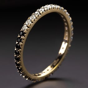 14k Gold Labradorite and Black Spinel Eternity Band Ring