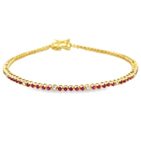 14k Gold Diamond and Ruby Bracelet