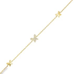 14k Gold Diamond Butterfly Bracelet